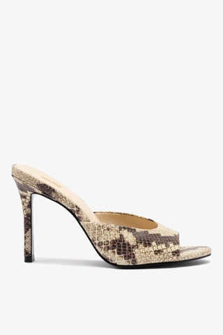 Mule Jasmine Hi Couro Cobra Bege Sandal Larroudé