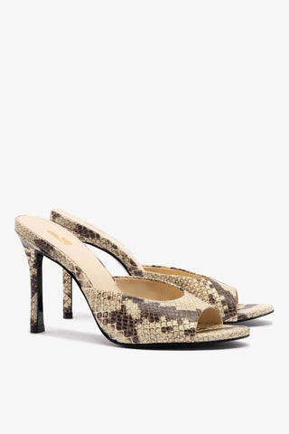 Mule Jasmine Hi Couro Cobra Bege Sandal Larroudé