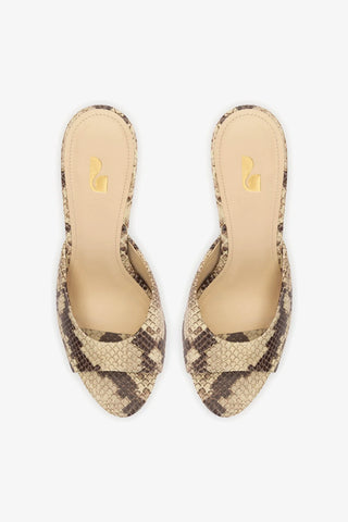 Mule Jasmine Hi Couro Cobra Bege Sandal Larroudé