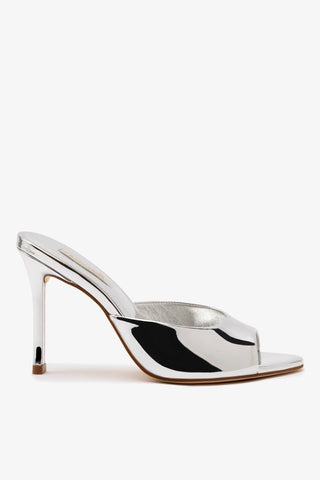 Mule Jasmine Hi Espelhado Prateado Sandal Larroudé