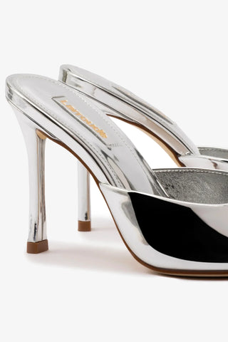 Mule Jasmine Hi Espelhado Prateado Sandal Larroudé