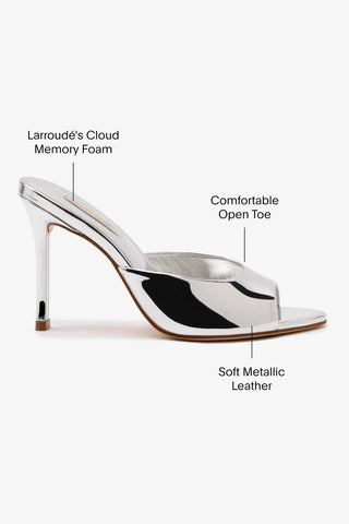 Mule Jasmine Hi Espelhado Prateado Sandal Larroudé