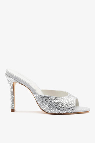 Mule Jasmine Hi Prateado e Cristais Mule Larroudé