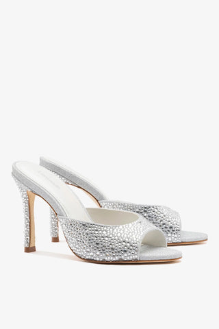 Mule Jasmine Hi Prateado e Cristais Mule Larroudé