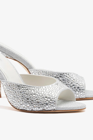 Mule Jasmine Hi Prateado e Cristais Mule Larroudé