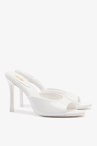 Mule Jasmine Hi Couro Verniz Branco Sandal Larroudé
