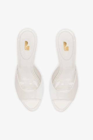 Mule Jasmine Hi Couro Verniz Branco Sandal Larroudé