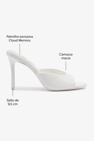 Mule Jasmine Hi Couro Verniz Branco Sandal Larroudé
