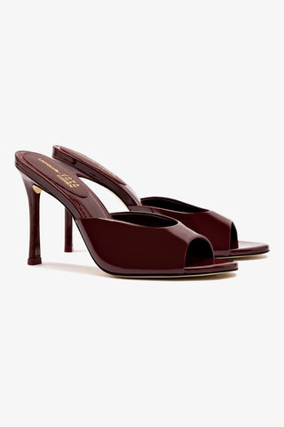 Larroudé x Jonathan Cohen: Mule Couro Verniz Bordô Sandal Larroudé x Jonathan Cohen