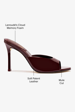Larroudé x Jonathan Cohen: Mule Couro Verniz Bordô Sandal Larroudé x Jonathan Cohen