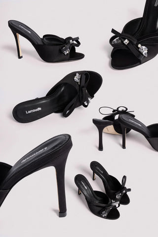 Mule Rosett Cetim Preto Mule Larroudé