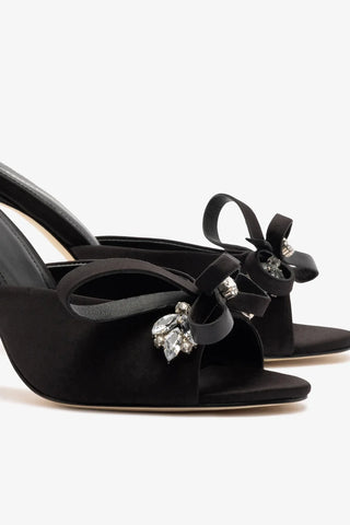 Mule Rosett Cetim Preto Mule Larroudé