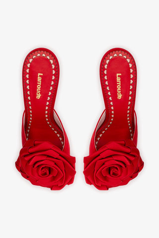 Mule Scarlet Cetim Vermelho Sandal Larroudé