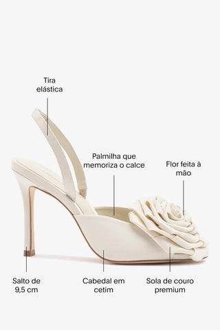 Sandália Scarlet Cetim Branco Sandal Larroudé
