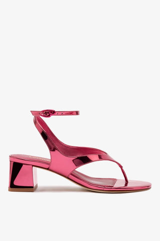 Sandália Salto Bloco Gaia Espelhado Rosa Sandal Larroudé