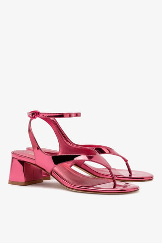 Sandália Salto Bloco Gaia Espelhado Rosa Sandal Larroudé