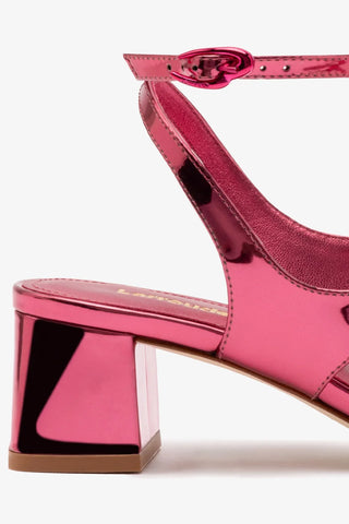 Sandália Salto Bloco Gaia Espelhado Rosa Sandal Larroudé