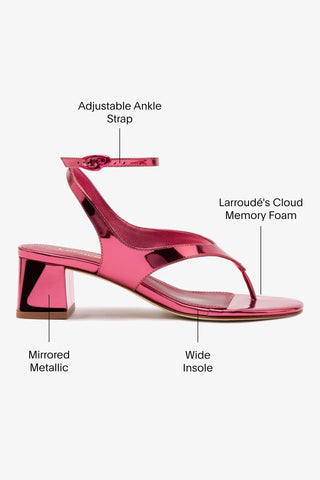 Sandália Salto Bloco Gaia Espelhado Rosa Sandal Larroudé