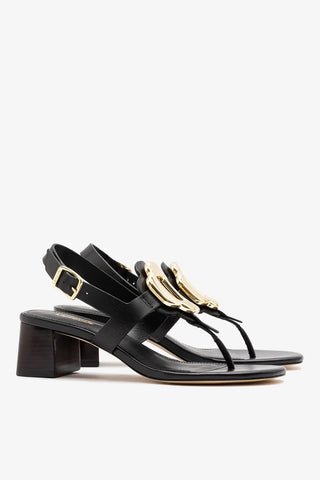 Sandália Margherita Couro Preto Sandal Larroudé