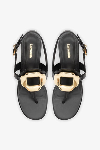 Sandália Margherita Couro Preto Sandal Larroudé