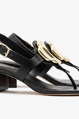 Sandália Margherita Couro Preto Sandal Larroudé
