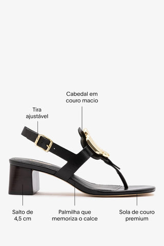 Sandália Margherita Couro Preto Sandal Larroudé
