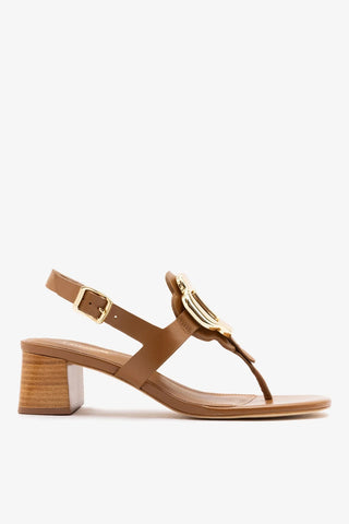 Sandália Margherita Couro Caramelo Sandal Larroudé