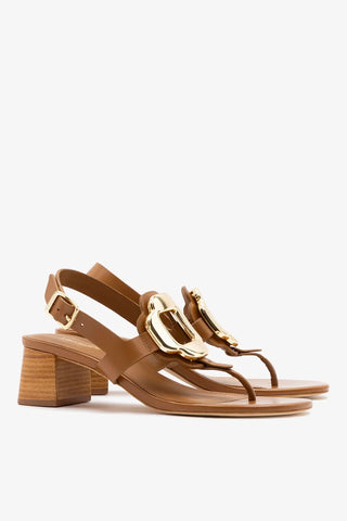 Sandália Margherita Couro Caramelo Sandal Larroudé