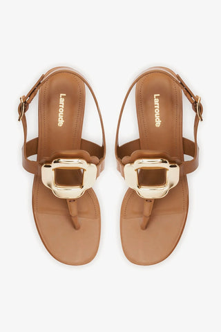 Sandália Margherita Couro Caramelo Sandal Larroudé