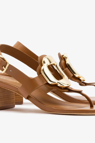 Sandália Margherita Couro Caramelo Sandal Larroudé
