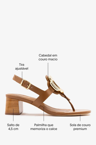 Sandália Margherita Couro Caramelo Sandal Larroudé