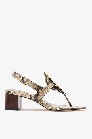 Sandália Margherita Couro Cobra Bege Sandal Larroudé