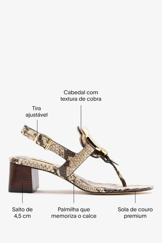 Sandália Margherita Couro Cobra Bege Sandal Larroudé