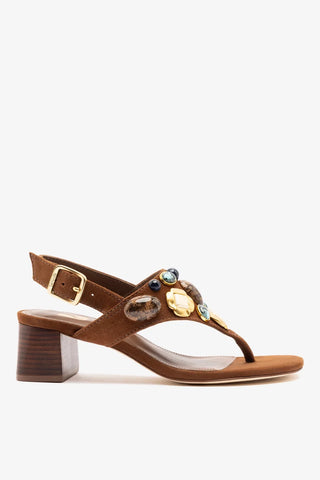 Sandália Talitha Block Camurça Marrom Sandal Larroudé