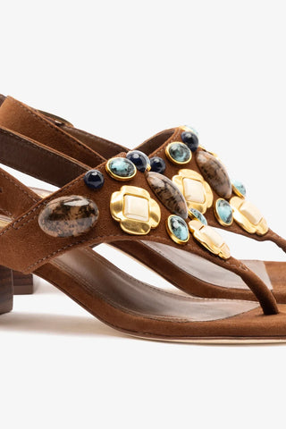 Sandália Talitha Block Camurça Marrom Sandal Larroudé