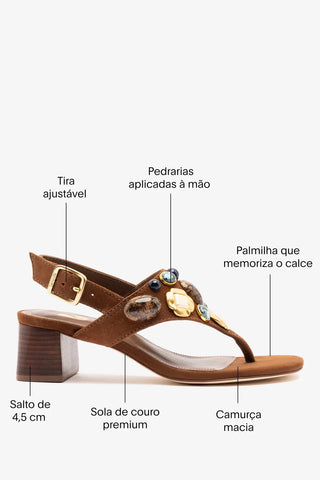 Sandália Talitha Block Camurça Marrom Sandal Larroudé