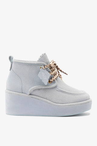 Bota Anabela Chani Camurça Azul Sneaker Larroudé