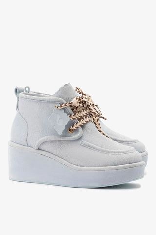 Bota Anabela Chani Camurça Azul Sneaker Larroudé