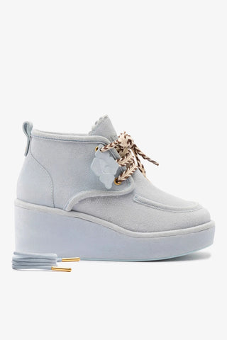 Bota Anabela Chani Camurça Azul Sneaker Larroudé