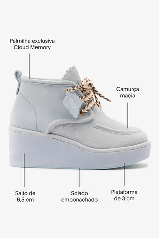 Bota Anabela Chani Camurça Azul Sneaker Larroudé