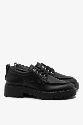 Mocassim Tratorado London Lace Up Couro Preto Oxford Larroudé