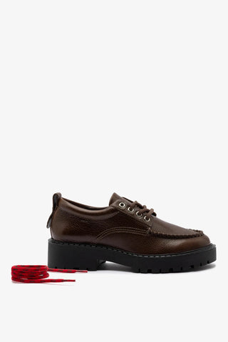 Mocassim Tratorado London Lace Up Couro Marrom Oxford Larroudé