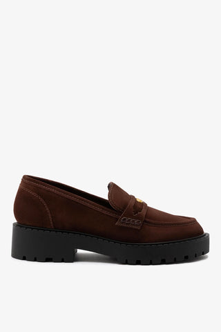 Mocassim Tratorado Suki Camurça Marrom Loafer Larroudé
