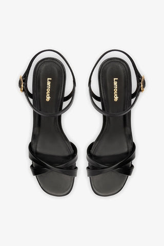 Sandália Plataforma Bianca Low Couro Preto Sandal Larroudé