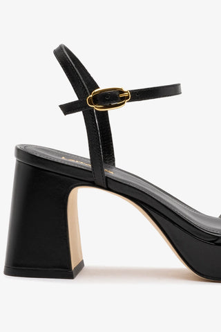 Sandália Plataforma Bianca Low Couro Preto Sandal Larroudé