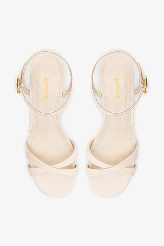 Sandália Plataforma Bianca Low Couro Off White Sandal Larroudé