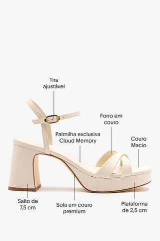 Sandália Plataforma Bianca Low Couro Off White Sandal Larroudé