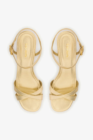 Sandália Plataforma Bianca Low Couro Dourado Sandal Larroudé