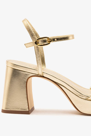 Sandália Plataforma Bianca Low Couro Dourado Sandal Larroudé