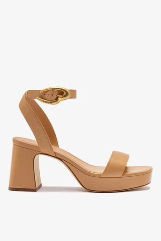 Sandália Plataforma Dolly Verona Low Couro Bege Sandal Larroudé